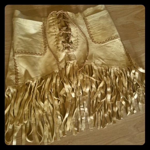 North Beach Leather Dresses & Skirts - Vintage Leather fringed skirt